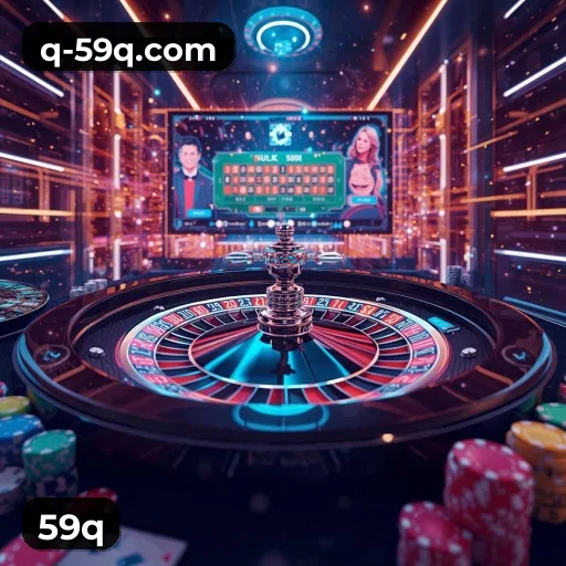 App 59q para iOS e Android — interface mobile, login biométrico e PIX integrado